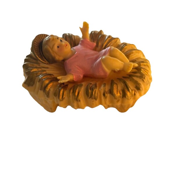 Vtg Nativity Baby Jesus Christmas Plastic Hong Kong 60's Christmas Holiday 2.5" - Picture 3 of 6